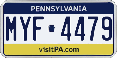 PA license plate MYF4479