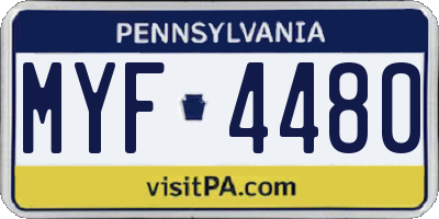 PA license plate MYF4480
