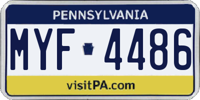 PA license plate MYF4486