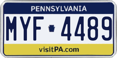 PA license plate MYF4489