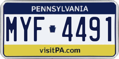 PA license plate MYF4491