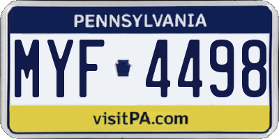 PA license plate MYF4498