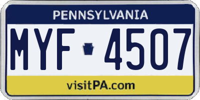 PA license plate MYF4507