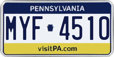 PA license plate MYF4510