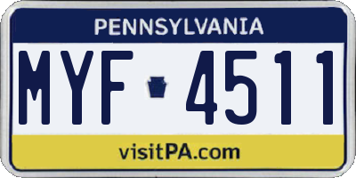 PA license plate MYF4511