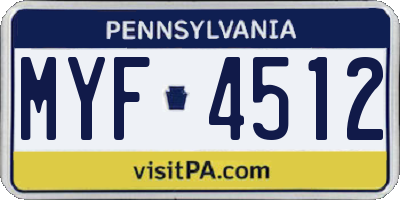 PA license plate MYF4512