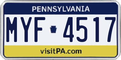 PA license plate MYF4517