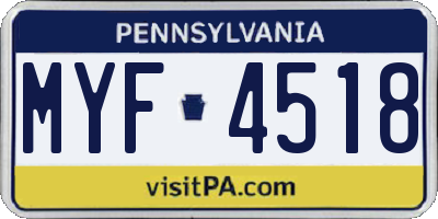 PA license plate MYF4518