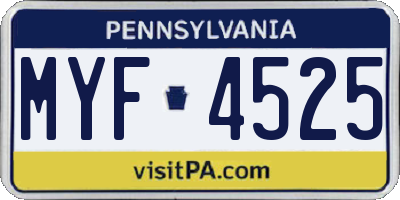 PA license plate MYF4525