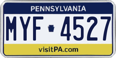PA license plate MYF4527
