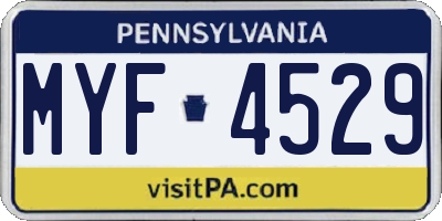 PA license plate MYF4529