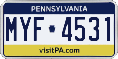 PA license plate MYF4531