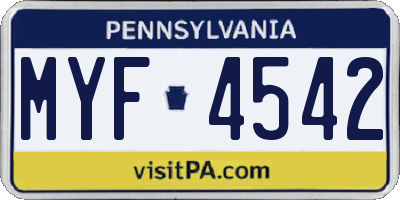 PA license plate MYF4542