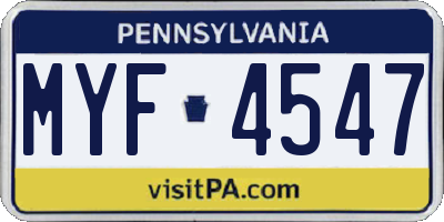 PA license plate MYF4547