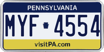 PA license plate MYF4554