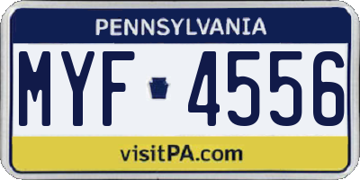 PA license plate MYF4556