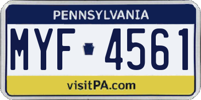 PA license plate MYF4561