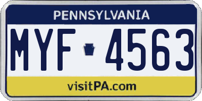 PA license plate MYF4563