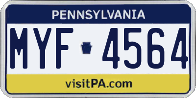 PA license plate MYF4564