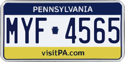 PA license plate MYF4565
