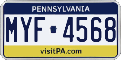 PA license plate MYF4568