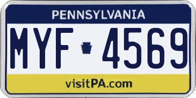 PA license plate MYF4569
