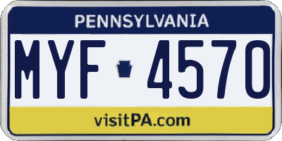 PA license plate MYF4570