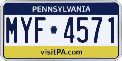 PA license plate MYF4571