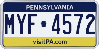 PA license plate MYF4572