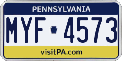 PA license plate MYF4573