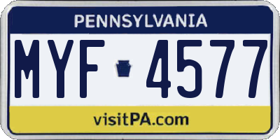 PA license plate MYF4577