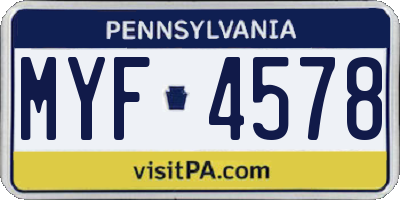PA license plate MYF4578