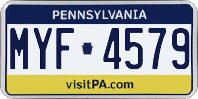 PA license plate MYF4579