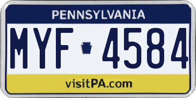 PA license plate MYF4584