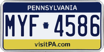 PA license plate MYF4586