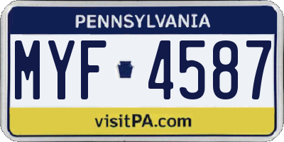 PA license plate MYF4587