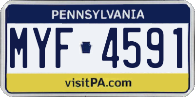 PA license plate MYF4591