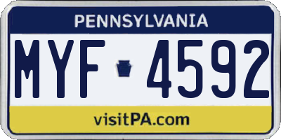 PA license plate MYF4592