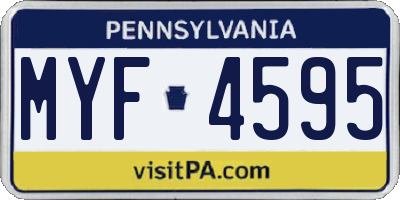 PA license plate MYF4595