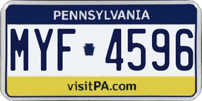 PA license plate MYF4596