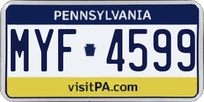 PA license plate MYF4599