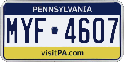 PA license plate MYF4607