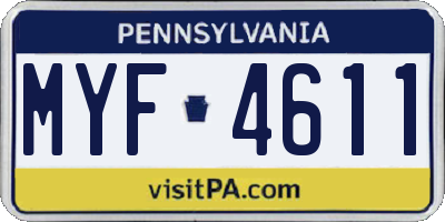 PA license plate MYF4611