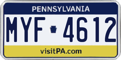 PA license plate MYF4612