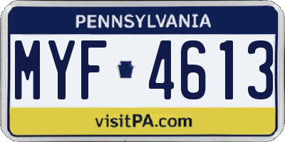 PA license plate MYF4613