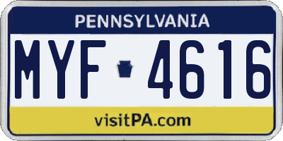 PA license plate MYF4616