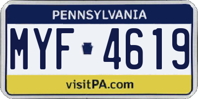 PA license plate MYF4619