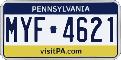 PA license plate MYF4621