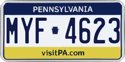 PA license plate MYF4623