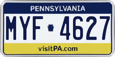 PA license plate MYF4627